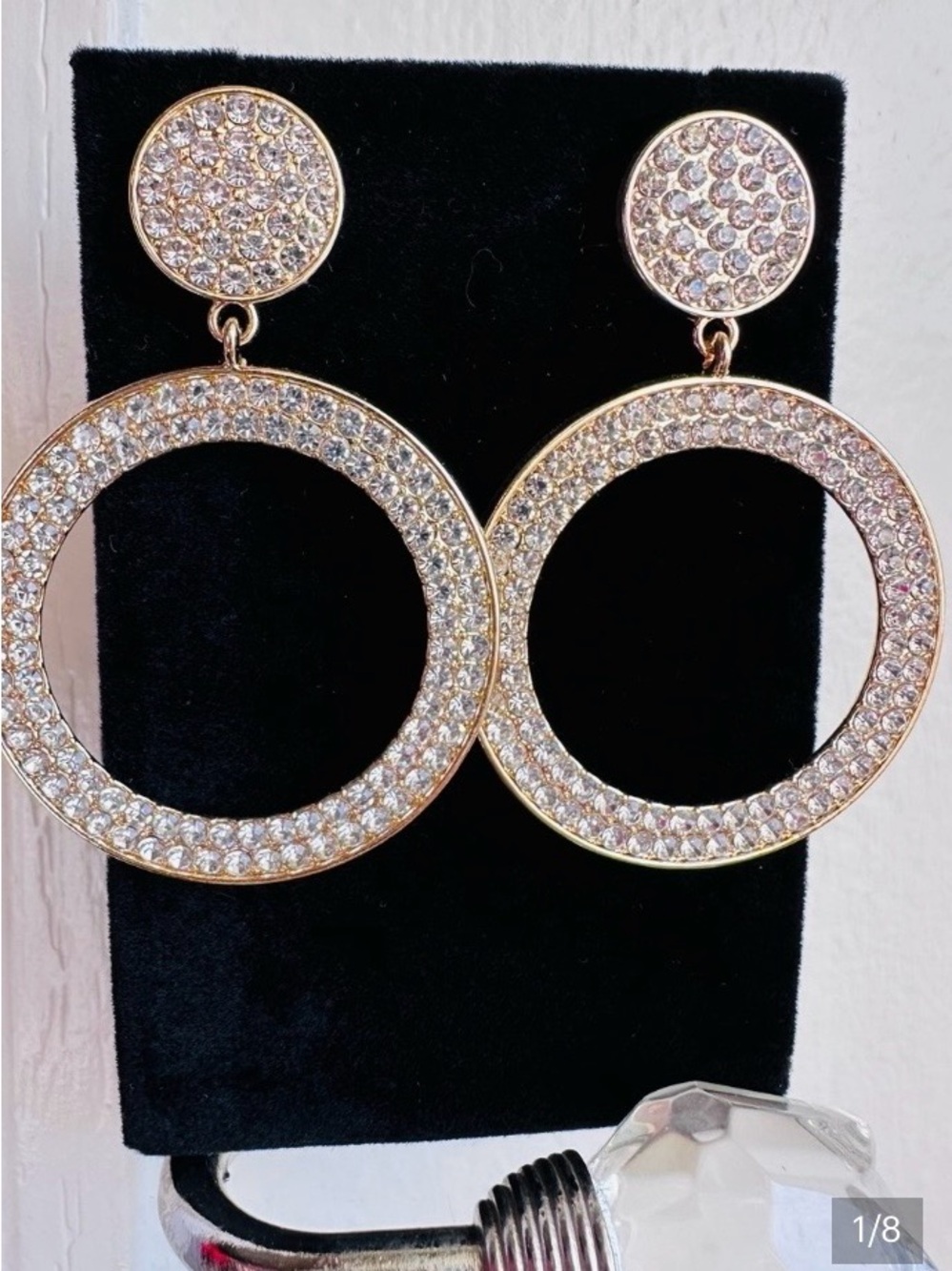 Gold Crystal Hoop Drop Earrings - Women Jewelry